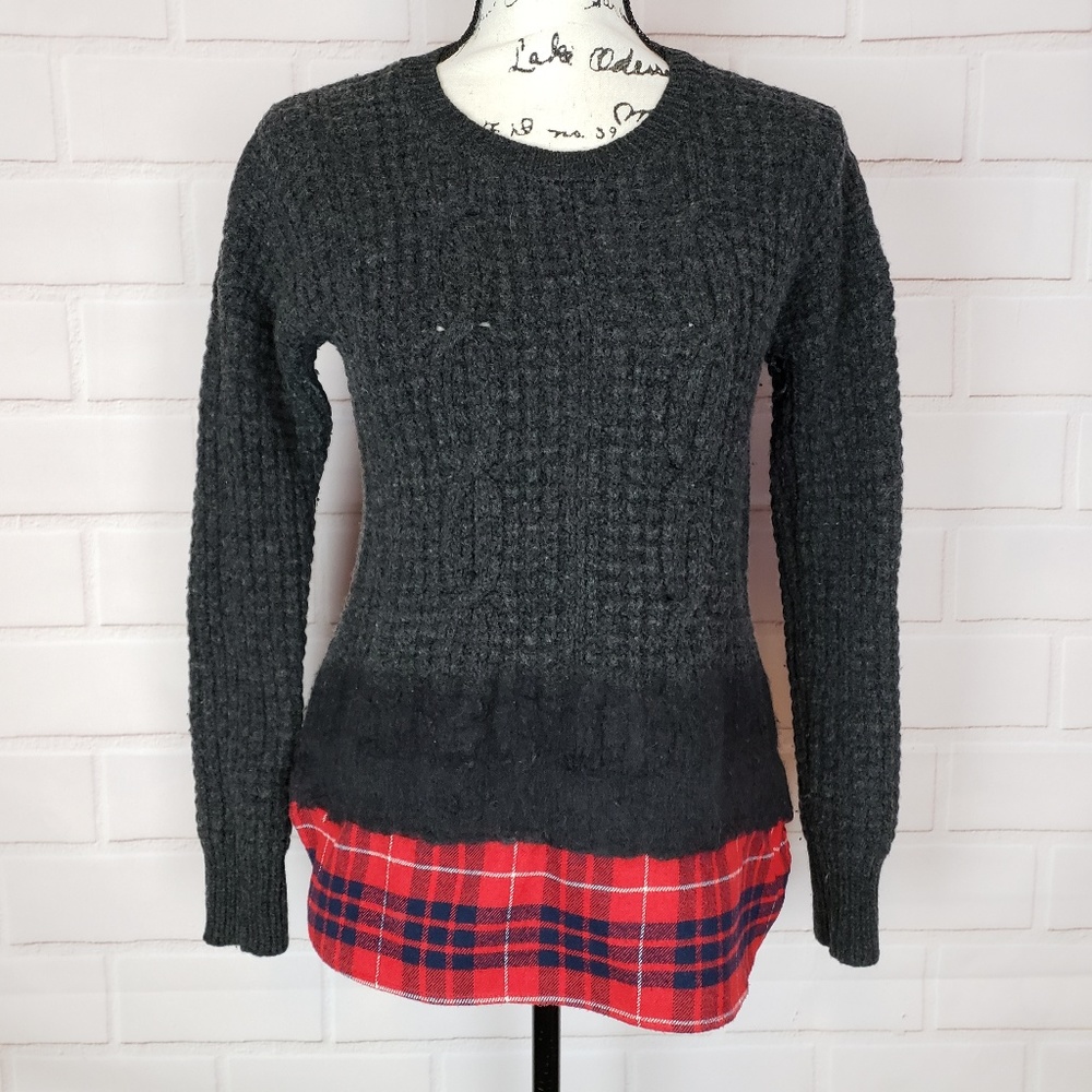 Madewell Merino Wool Sweater With Plaid Size S